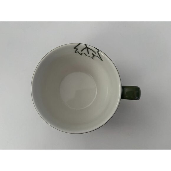 2007 Starbucks Green And White Embossed LEAF Tea CUP & SAUCER Coffee Mug 10 oz - Picture 4 of 7